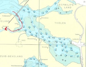 Après la renverse, la mer monte et le courant nous "pousse" vers le fond de l'estuaire.